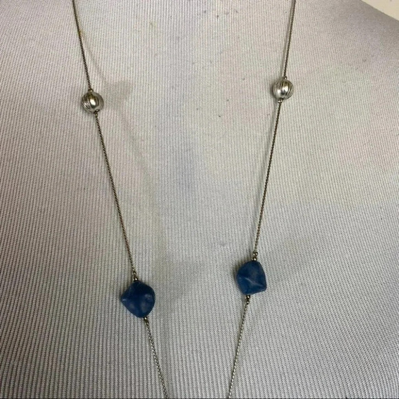 Silver tone &‎ blue accent long necklace - Picture 3 of 5